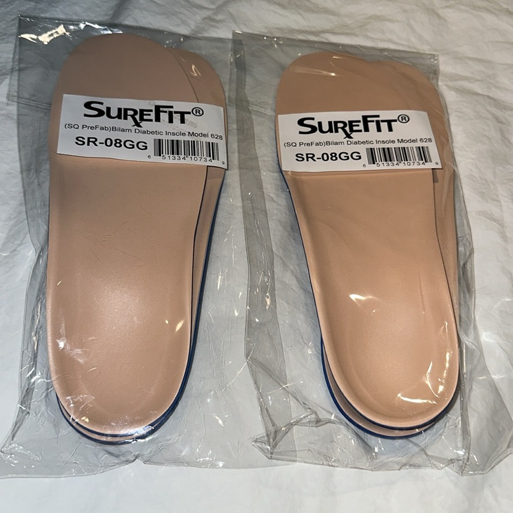 2 Pair SureFit Prefabricated Inserts SR-08GG Diabetic Insoles / Pain Relief NIB